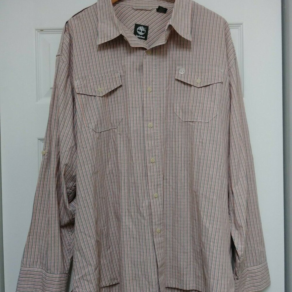Timberland Sz XXL‎ orange blue Plaid check LS shirt